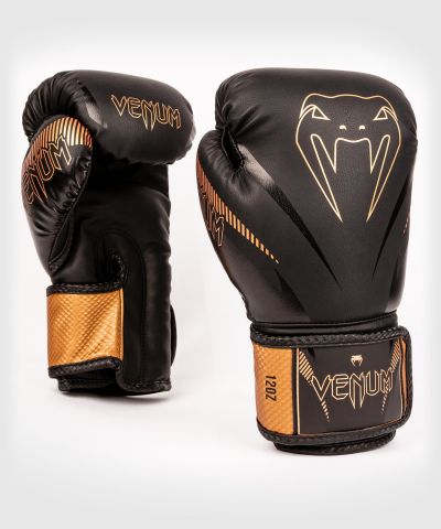 Venum Impact 男女拳击手套 训练拳击手套 - 黑/铜色