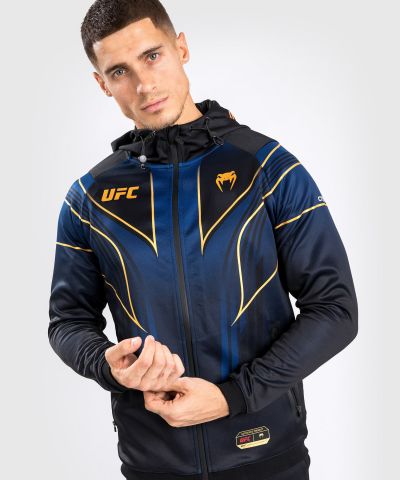 VENUM|UFC Venum Authentic 格斗之夜 2.0 暗夜系列 男子出场外套 健身训练卫衣 - 蓝/黑/金色