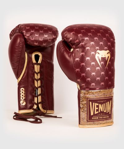 Venum Coco MONOGRAM 专业拳击手套 绑带搏击手套 - 酒红色