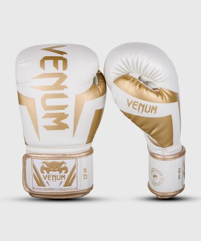 VENUM Elite 男女拳击手套 训练拳击手套 - 白/金色